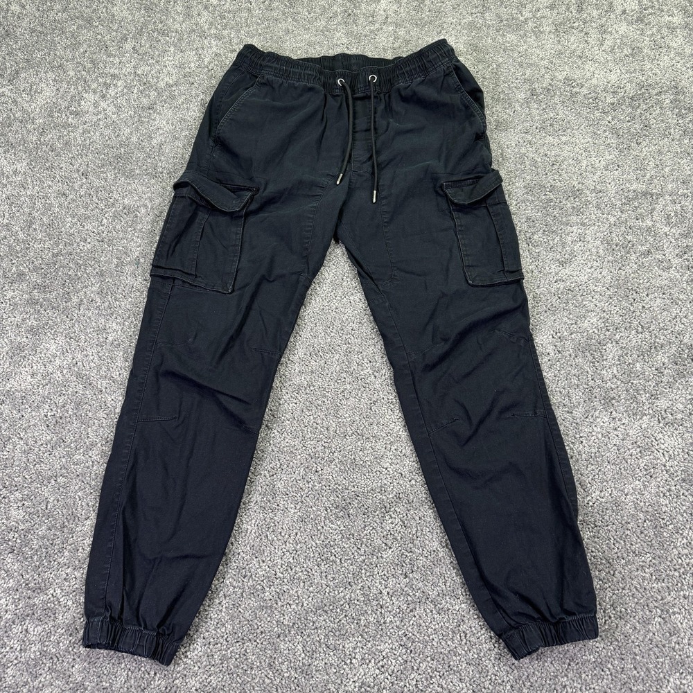 CSG Jogger Pants Mens Large Black Cargo Elastic Waist Cuffed Pockets Casual